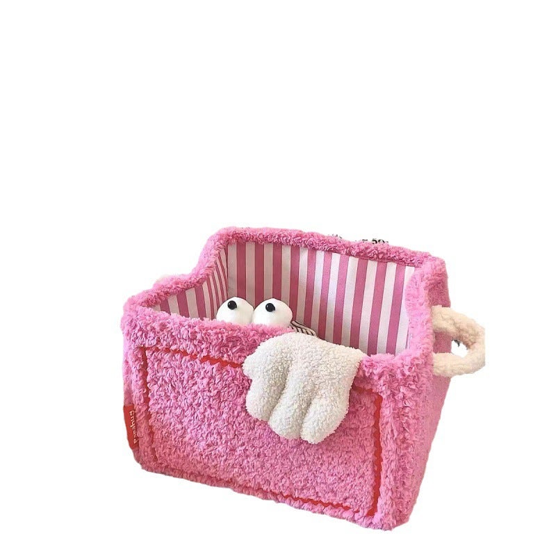 ins style toy basket cute storage basket sundries snack toy organizing basket cartoon foldable laundry basket(Biya big eyes off-white, Large size 40*30*25) - Image 4