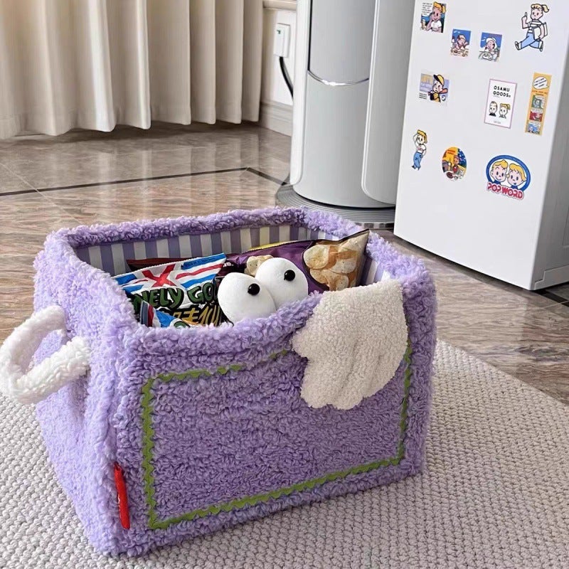 ins style toy basket cute storage basket sundries snack toy organizing basket cartoon foldable laundry basket(Biya big eyes off-white, Large size 40*30*25) - Image 2