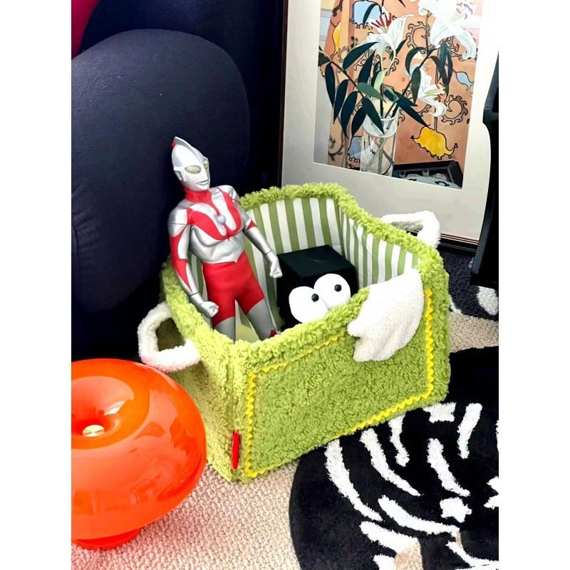 ins style toy basket cute storage basket sundries snack toy organizing basket cartoon foldable laundry basket(Biya big eyes off-white, Large size 40*30*25) - Image 3