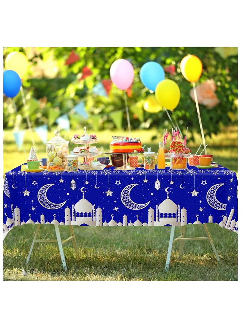 Highland Eid Ramadan Disposable Table Cloth -130x220 CM Blue - Image 5