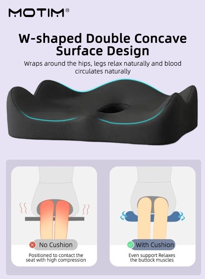 Motim Car Lumbar Support Pillow & Seat Cushion Set for Office Chair Car Seat, Memory Foam Ergonomic Design Coccyx Cushion for Tailbone, Promotes Healthy Driving Posture and Relieves Back Pain - Image 4