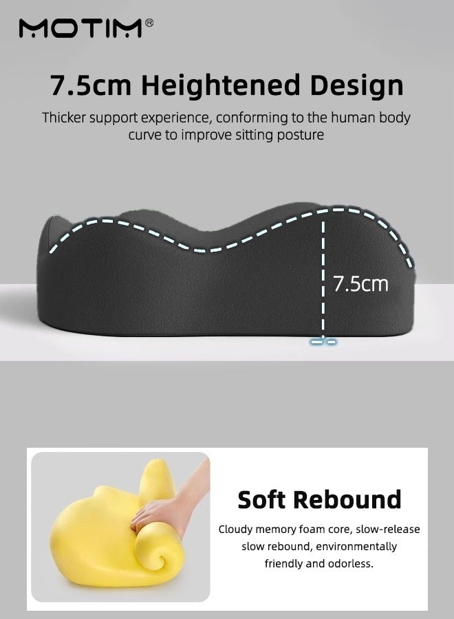 Motim Car Lumbar Support Pillow & Seat Cushion Set for Office Chair Car Seat, Memory Foam Ergonomic Design Coccyx Cushion for Tailbone, Promotes Healthy Driving Posture and Relieves Back Pain - Image 5