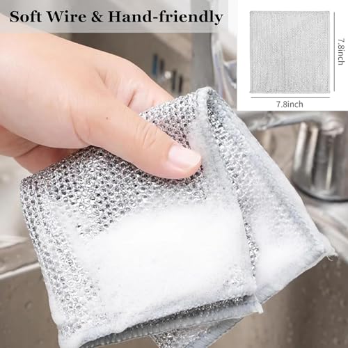 Vivatra Microfiber Non-Scratch Wire Dishwashing Rags for Wet and Dry, Easy Rinsing, Reusable, Wire Cleaning Cloth for Kitchen, Sinks, Pots, Pans (Pack of 5) - Image 4