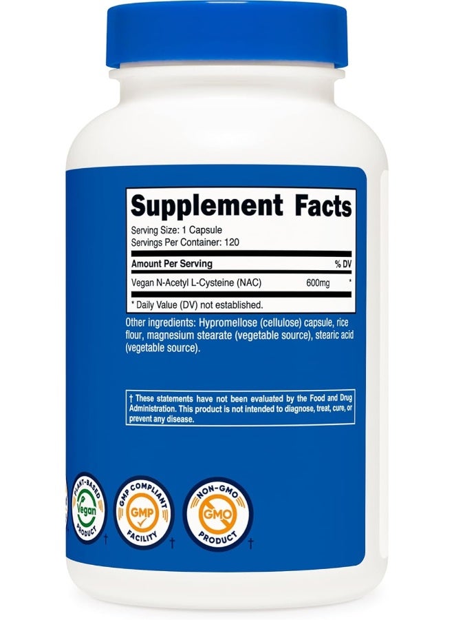 Nutricost N-أسيتيل L-سيستين 600 ملغ، 120 كبسولة نباتية - خالية من الكائنات المعدلة وراثيًا، خالية من الغلوتين، كبسولات نباتية - Image 5