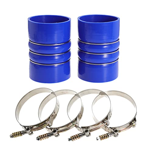 Kicofyee Silicone Charge Air Cooler Hump Hose Boot Set 4" X 6" 4 inch with T Bolt Clamp Blue - Image 1