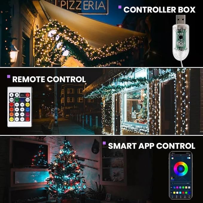 Shrux Color Changing Fairy Lights LED Rainbow Christmas Fairy Lights with Remote 10Meter USB Twinkle String Lights DIY Party Wedding Christmas Decoration Smart App Control and Sync to Music Light - Image 4