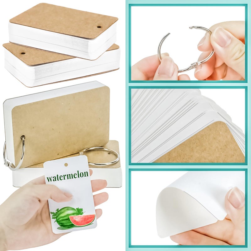 MotBach 300 Pcs Flash Cards 2x3 Inch Index Cards with Ring Lined Note Card Bood Flashcards, Mini Blank Flash Cards 2x3 White Card Pad Index Note Bood 2 x 3 Notecards for Studying School Supply College - Image 3