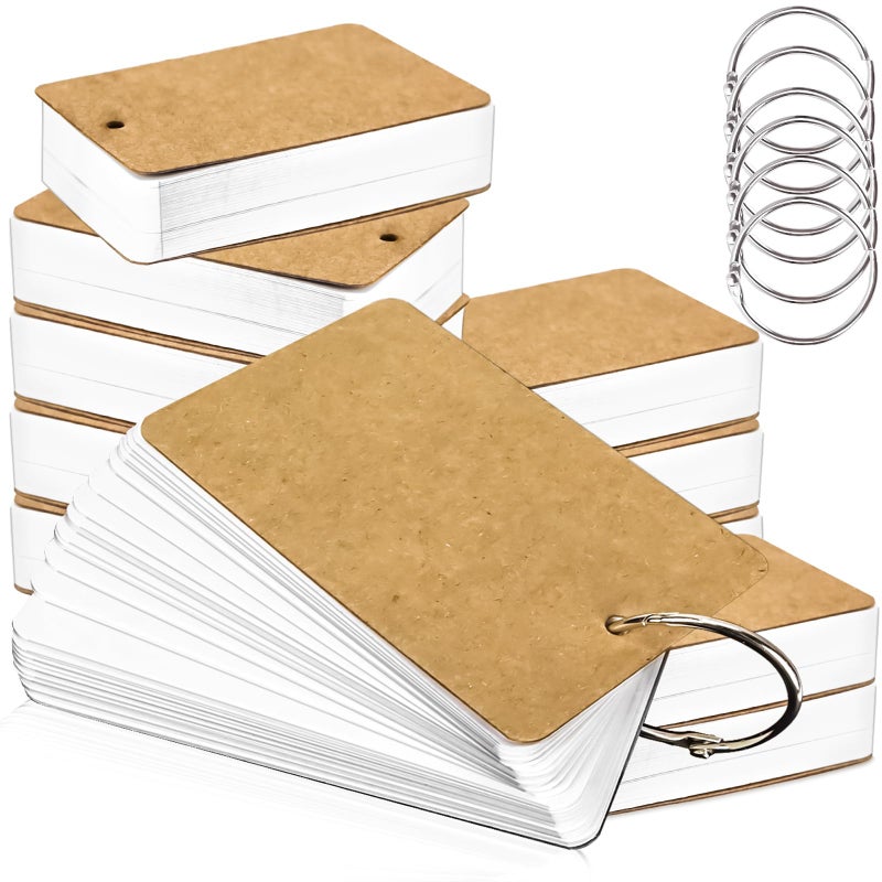 MotBach 300 Pcs Flash Cards 2x3 Inch Index Cards with Ring Lined Note Card Bood Flashcards, Mini Blank Flash Cards 2x3 White Card Pad Index Note Bood 2 x 3 Notecards for Studying School Supply College - Image 1