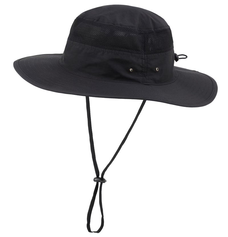 Home Prefer Men's Sun Hat UPF 50+ Wide Brim UV Protective Safari Outback Bucket Hat Fishing Hat Black - Image 1