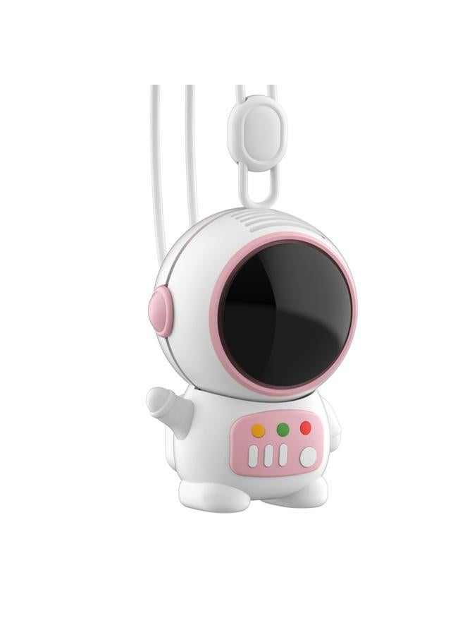 Loquat Portable Neck Fan 2 Speeds Bladeless Mini Hanging Neck Fan USB Rechargeable Personal Handheld Fan for Indoor Outdoor Astronaut Shape Pink - Image 3