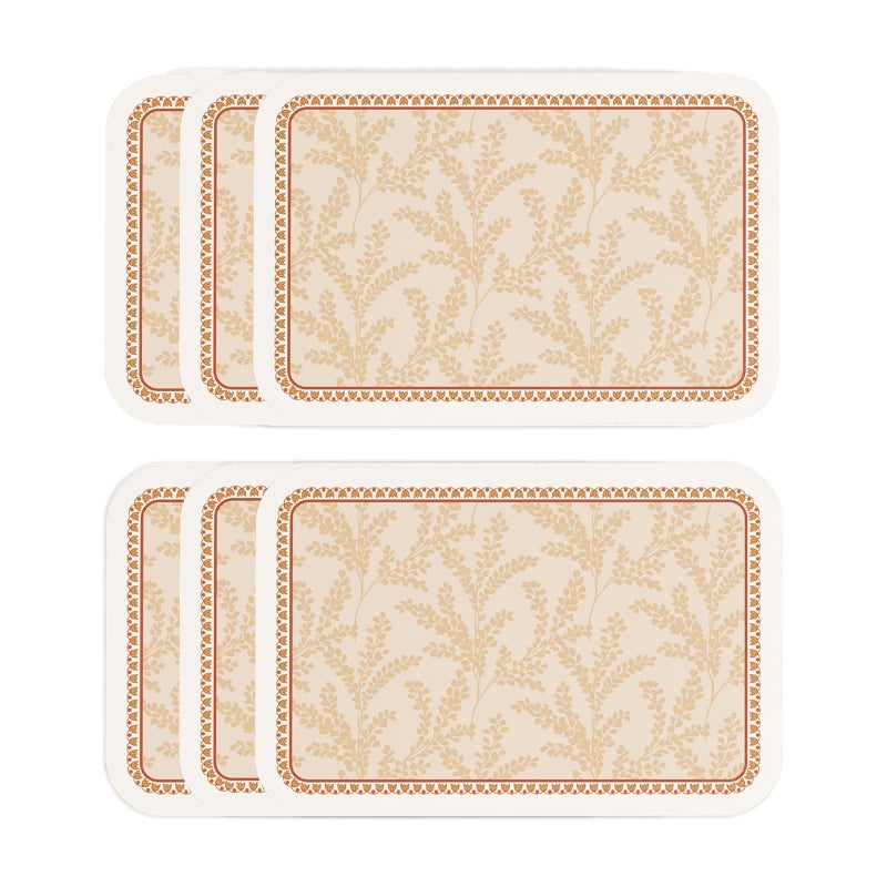 ISAENNE Skin Colour PVC Placemats Set of 6,Rectangular Floral Placemats,Waterproof and Heat-Resistant Branch Leave Pattern,Decoration for Kitchen,Dinning,Parties, Holiday,12"*17" - Image 1
