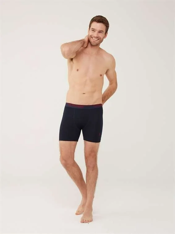 U.S. Polo Assn. BASE. Polo Assn. Men's Red - Gray Melange - Navy Blue 3-Piece Long Leg Boxer 80454Y