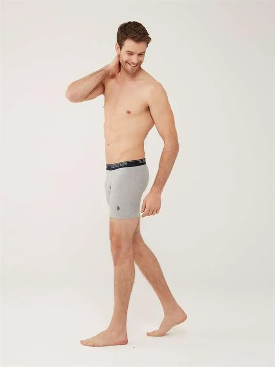 U.S. Polo Assn. BASE. Polo Assn. Men's Red - Gray Melange - Navy Blue 3-Piece Long Leg Boxer 80454Y