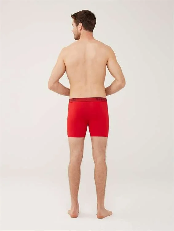 U.S. Polo Assn. BASE. Polo Assn. Men's Red - Gray Melange - Navy Blue 3-Piece Long Leg Boxer 80454Y