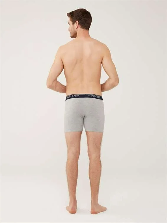 U.S. Polo Assn. BASE. Polo Assn. Men's Red - Gray Melange - Navy Blue 3-Piece Long Leg Boxer 80454Y