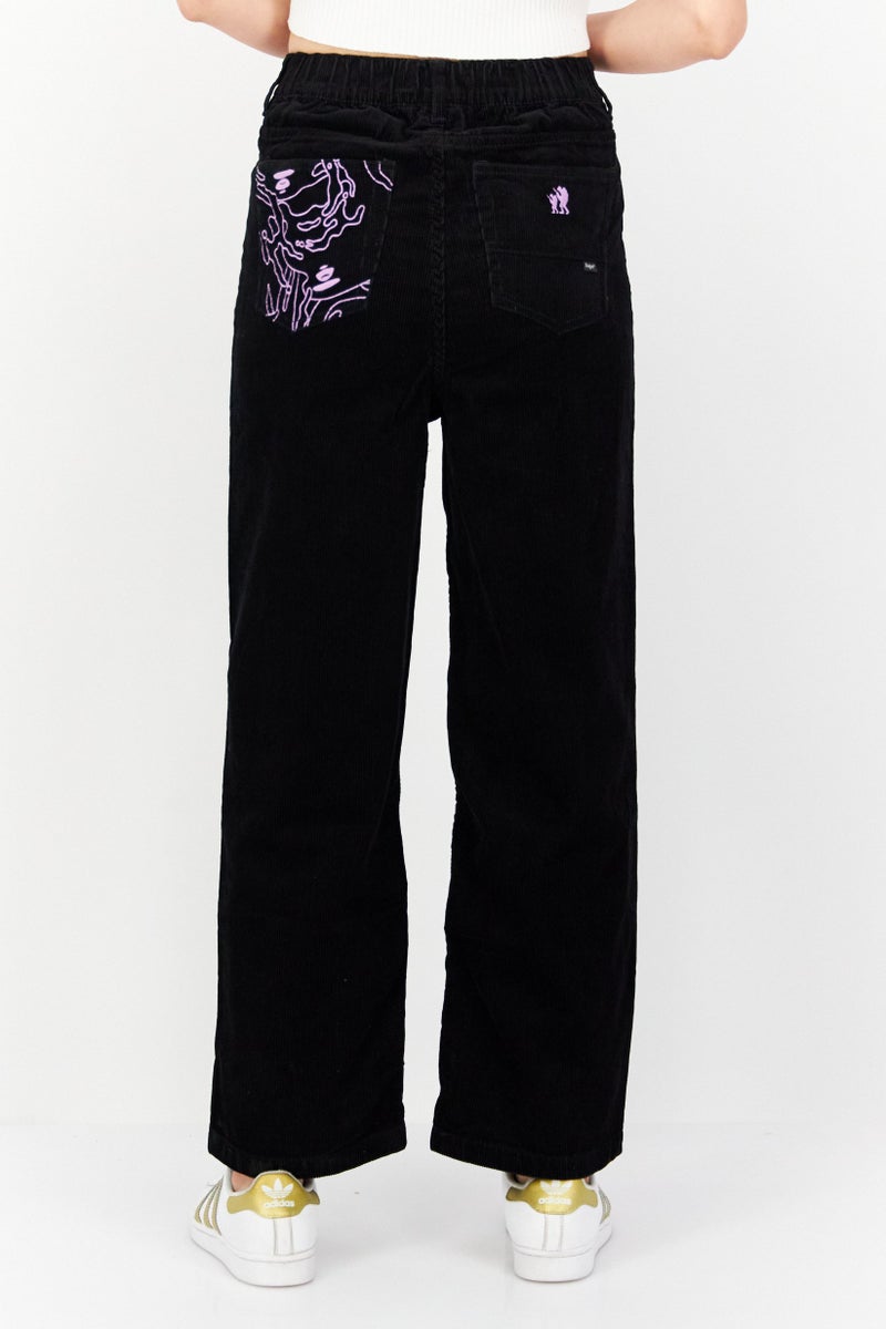 Aape By A Bathing Ape Women Regular Fit Embroidered Straight Pants, Black  - Image 4