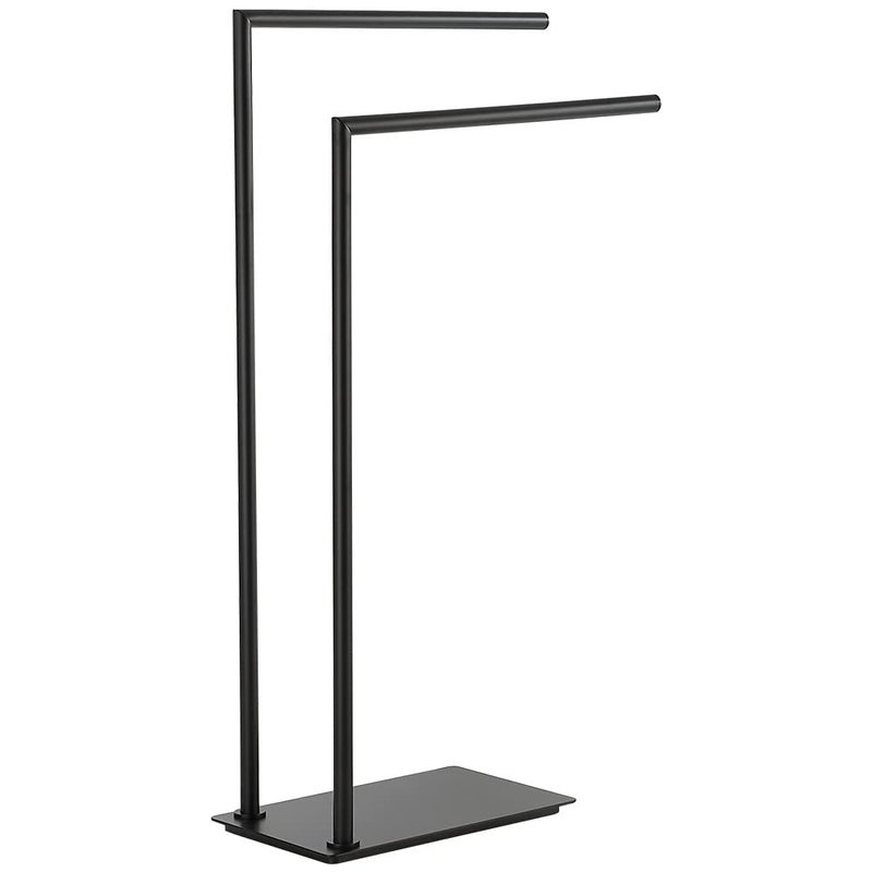 LANGPAI LANGPAI Stand Towel Rack for Bathroom Free Standing Double Towel Holders on Floor Bath Towel Holder Brass Matte Black 