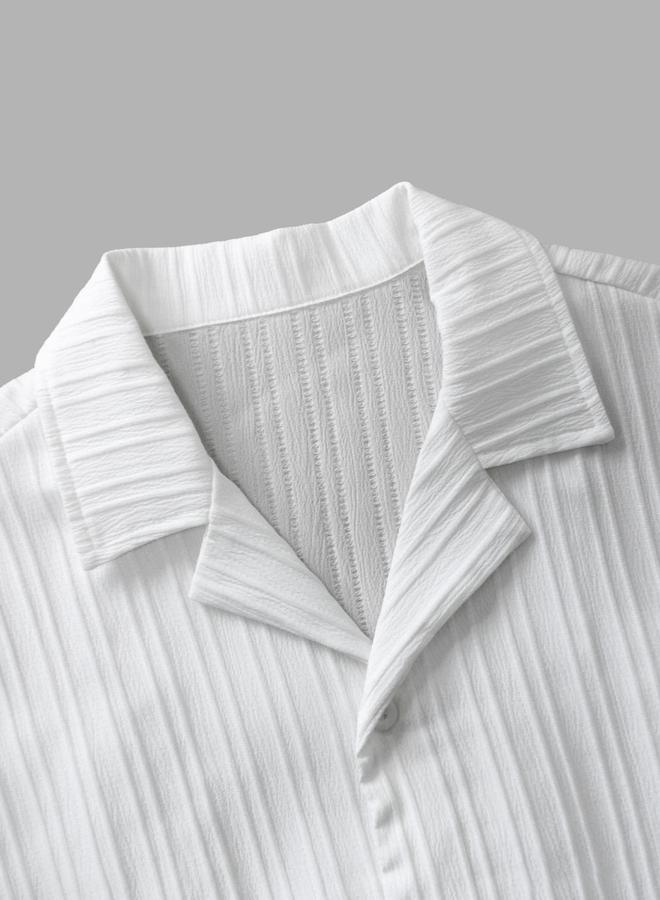 تايك تو قميص بأزرار بأكمام قصيرة بنقشة ستايلي - Image 3