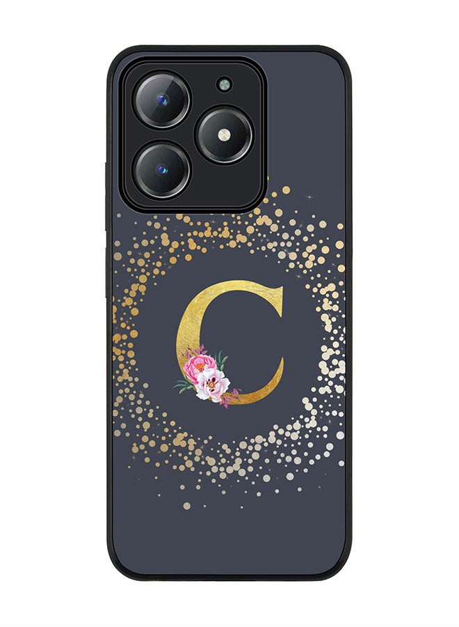 Stylizedd For Realme C63 / Realme C61 4G Case,Slim fit Camera Protection, Shockproof Thin Phone cover  - Custom Monogram Floral - C  (Grey ) - Image 1