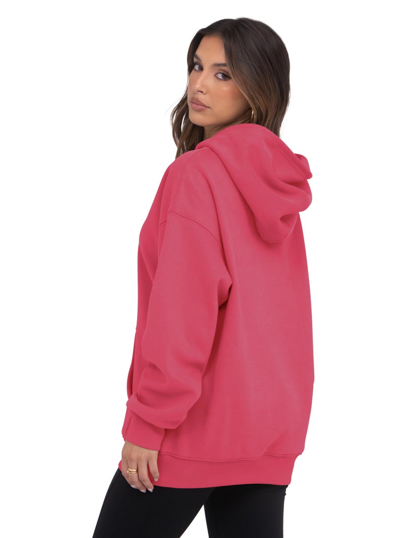 VIUTIL Womens Oversized Hoodies Fleece Loose Hooded Sweatshirt Fall Winter Outfits 2026 Trendy Clothes, Watermelon Red, Medium - Image 5