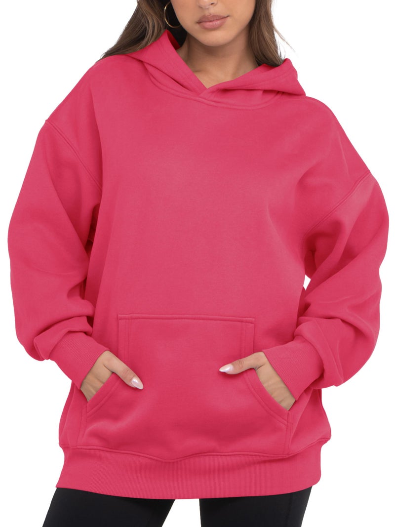 VIUTIL Womens Oversized Hoodies Fleece Loose Hooded Sweatshirt Fall Winter Outfits 2026 Trendy Clothes, Watermelon Red, Medium - Image 1