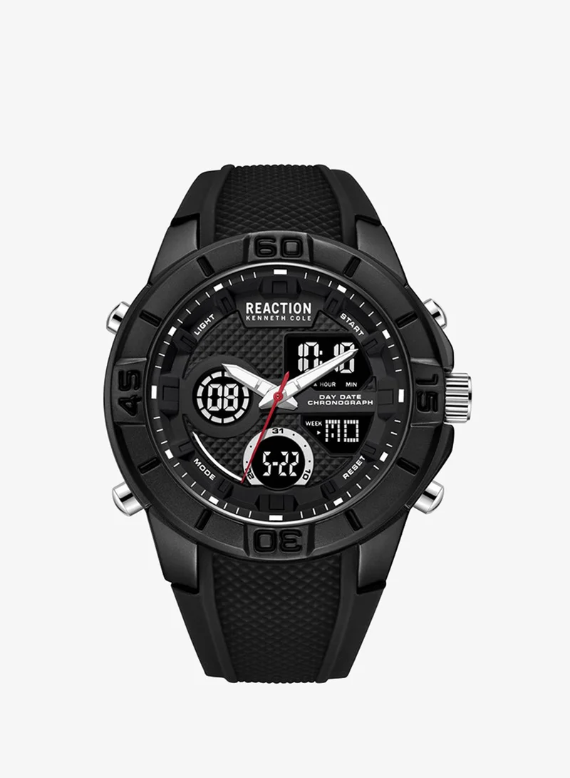 Kenneth Cole Reaction Analogue - Digital Gents Watch With Black Silicon Strap 48mm - KRWGP2192104