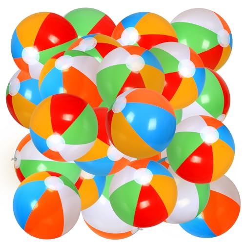 LYDTICK 30 Pack Beach Balls Bulk 16 Inflatable Pool Toys Beach Toys for Kids Beach Balls for Summer Water Games Rainbow - Image 1