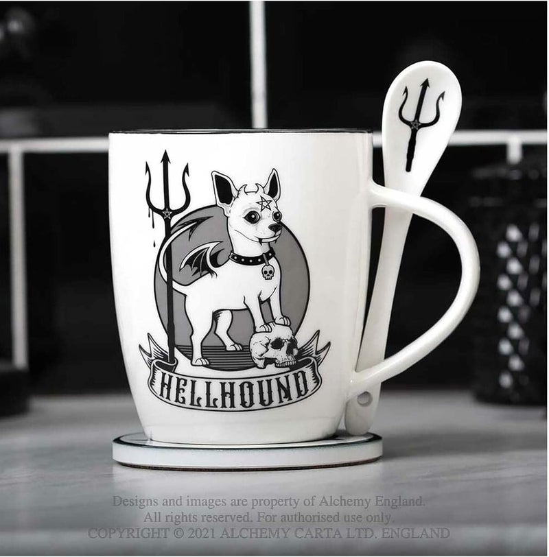 Alchemy Gothic Hellhound Mug and Spoon Set white 13oz ALMUG24 - Image 5