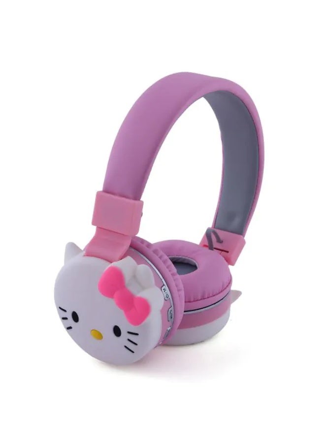 هالو كيتي سماعة اطفال؛لاسلكية  هالو كيتي 【سماعة اطفال 】بتصميم كرتوني لطيف【سماعات اطفال بلوتوث】 للبنات؛ سماعة بلوتوث وردية مريحة وخفيفة مع دعم MP3 وFM - Image 4