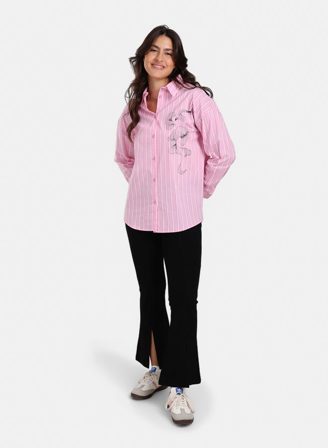 Clue Striped Floral Print Shirt - Image 5