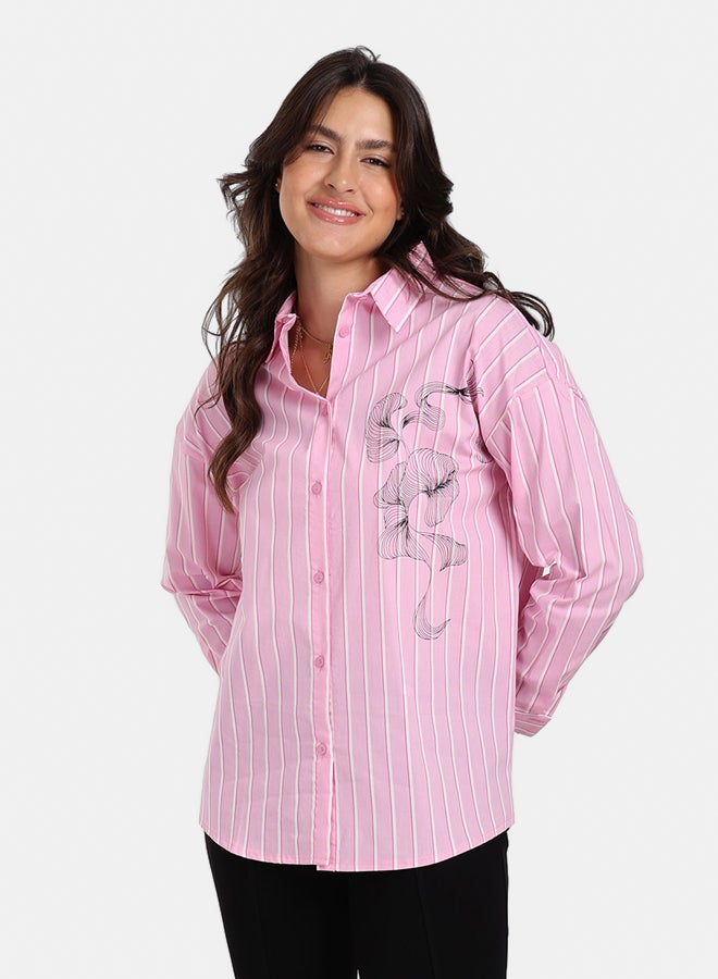 Clue Striped Floral Print Shirt - Image 1