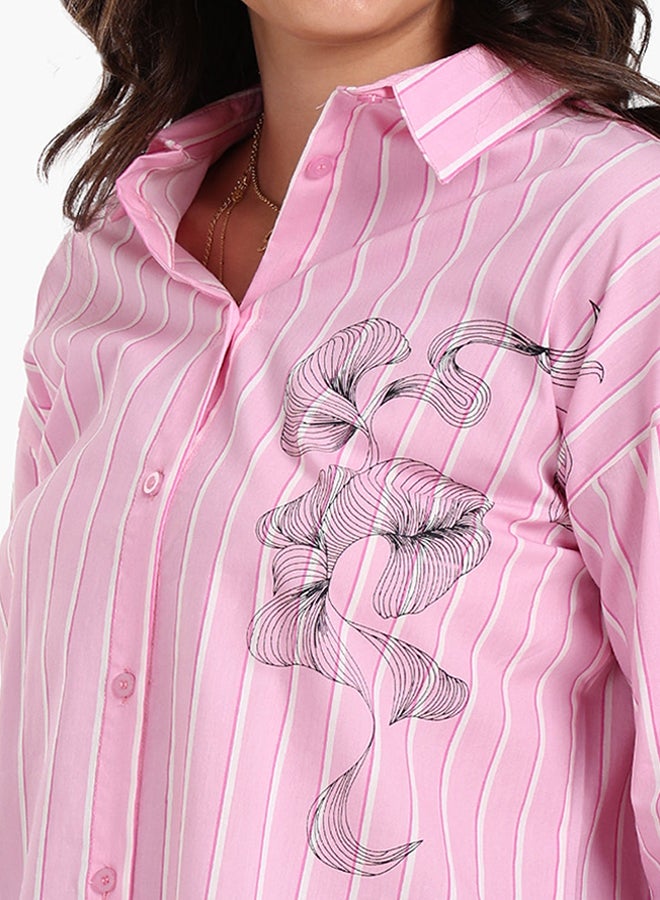 Clue Striped Floral Print Shirt - Image 4