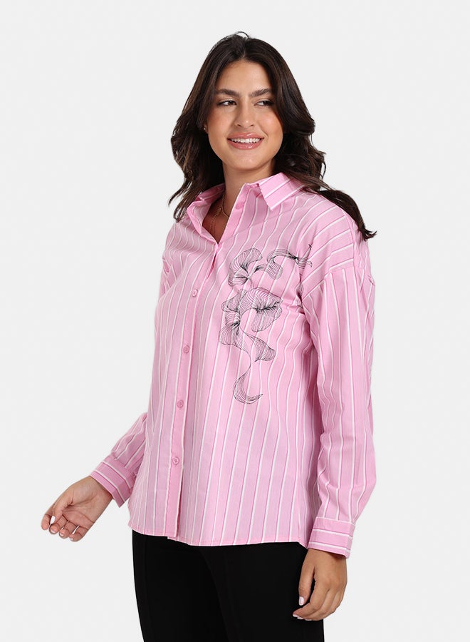 Clue Striped Floral Print Shirt - Image 3