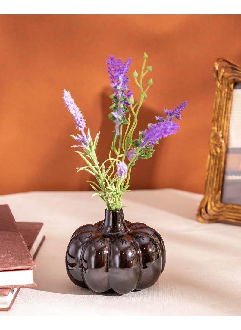 The Decor Lane - The Decor Lane Ceramic Handcrafted Pumpkin Shaped Flower vase Vase for Living Room, Bedroom, Dining Table, Home Decoration - 4.5 Inches - Image 1