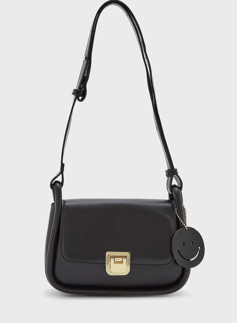 Ginger Shoulder Strap Handbag With Smiley Charm