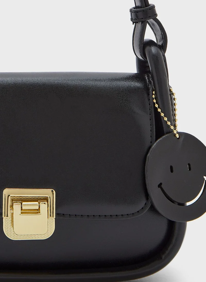 Ginger Shoulder Strap Handbag With Smiley Charm