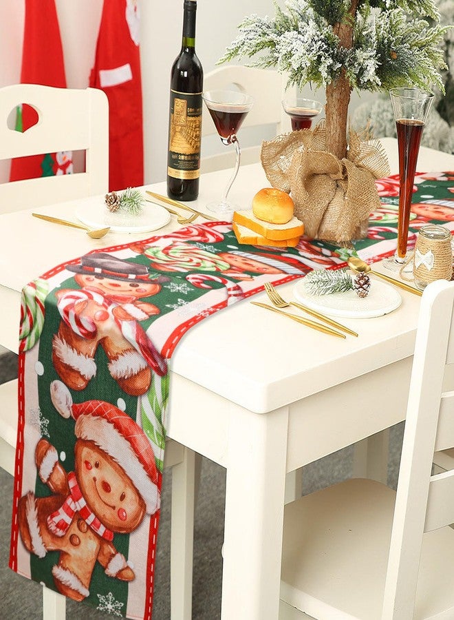 FOIMAS Christmas Gingerbread Man Table Runner,72x13 Inch Peppermint Candy Cane Table Runner Gingerbread Man Table Mats for Christmas Kitchen Table Ornament Home Decor Party Decoration - Image 5