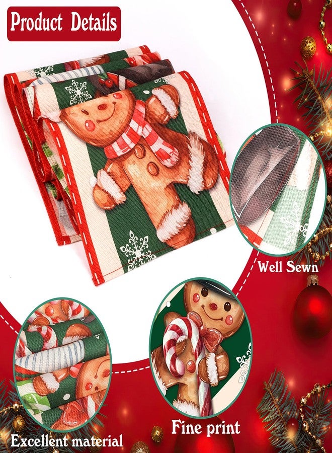 FOIMAS Christmas Gingerbread Man Table Runner,72x13 Inch Peppermint Candy Cane Table Runner Gingerbread Man Table Mats for Christmas Kitchen Table Ornament Home Decor Party Decoration - Image 3
