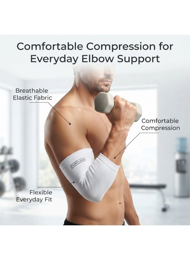 Fortuna Elasticated Elbow Support, Breathable Compression Elbow Sleeve for Everyday Support & Sports Activities - Image 2