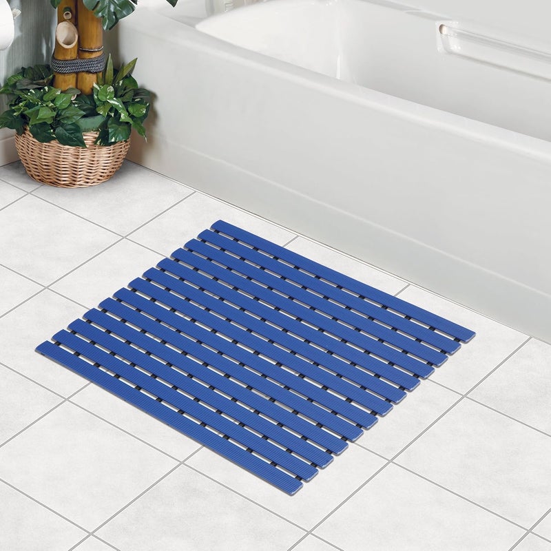 Modern Bath Mat (Marine Blue, Plastic, Standard Size)