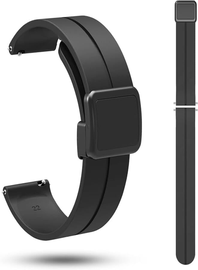 Next store 22mm Square Magnetic Buckle Silicone Watch Band Compatible with Samsung Galaxy Watch 3 45mm / Gear S3 / Huawei GT3 46mm / GT4 / GT4 Pro/Magic 2 46mm / Amazfit / GTR3
