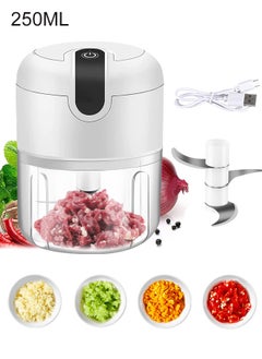 Generic 250ML Electric Food Chopper, Wireless Charging Garlic Mincer, Small Home Meat Grinder with 3 Stainless Steel Blades for Garlic, Chili, Onion, Baby Food  - Image 1
