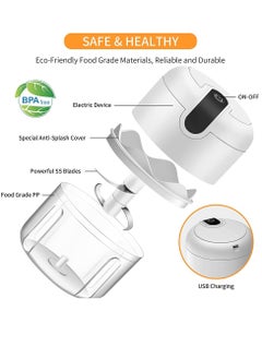 Generic 250ML Electric Food Chopper, Wireless Charging Garlic Mincer, Small Home Meat Grinder with 3 Stainless Steel Blades for Garlic, Chili, Onion, Baby Food  - Image 3