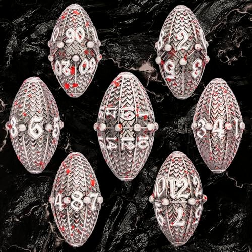 ARUOHHA DND Metal Dice Blood Splatter Dragon Egg Dice with Rotating Dragon Egg Shell Role Playing Game RPG Polyhedral D and D Dice Set D20 D12 D10 D8 D6 D4 - Image 5
