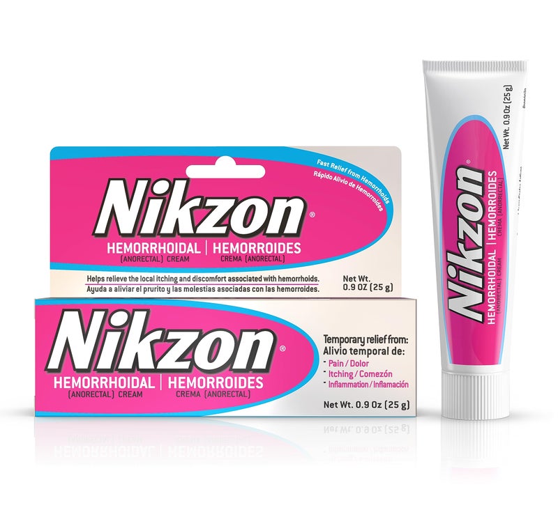 Nikzon كريم نيكزون لعلاج البواسير، مقلص للأوعية الدموية ومسكن، تخفيف سريع من الألم، الحكة، الاحتراق والالتهاب، 0.9 أونصة - Image 1