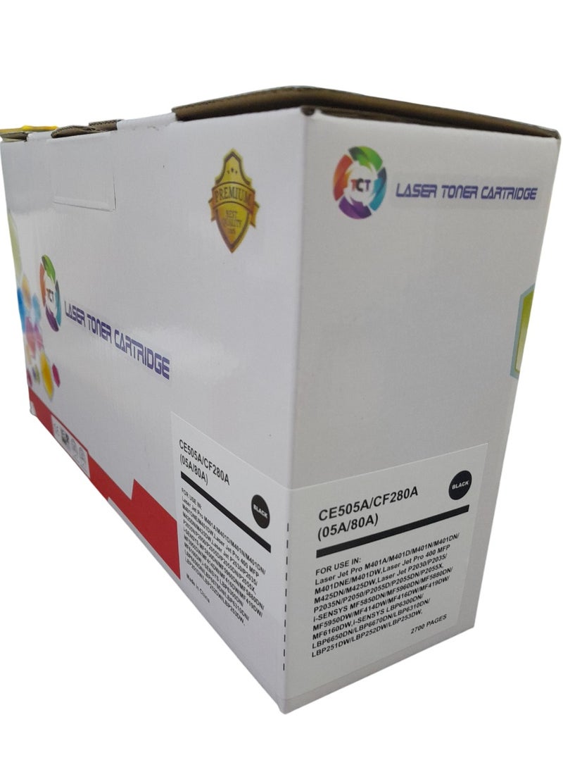 TCT - Toner Cartridge Compatible 05A CF505A and 80A for HP LaserJet Pro 400 M410 M401D M401A M401N M401DN M401DW M425DW M425DN and P2030 P2035 P2035N P2050 P2055D P2055DN P2055 - Image 1