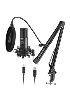 Maono AUPM421 USB Microphone Kit with One Touch Mute and Mic Gain Knob Professional Cardioid Condenser Podcast for live streaming Gaming Broadcasting Black  - Image 1