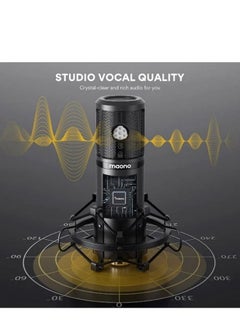 Maono AUPM421 USB Microphone Kit with One Touch Mute and Mic Gain Knob Professional Cardioid Condenser Podcast for live streaming Gaming Broadcasting Black  - Image 3