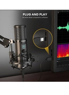 Maono AUPM421 USB Microphone Kit with One Touch Mute and Mic Gain Knob Professional Cardioid Condenser Podcast for live streaming Gaming Broadcasting Black  - Image 2