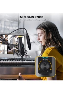 Maono AUPM421 USB Microphone Kit with One Touch Mute and Mic Gain Knob Professional Cardioid Condenser Podcast for live streaming Gaming Broadcasting Black  - Image 5